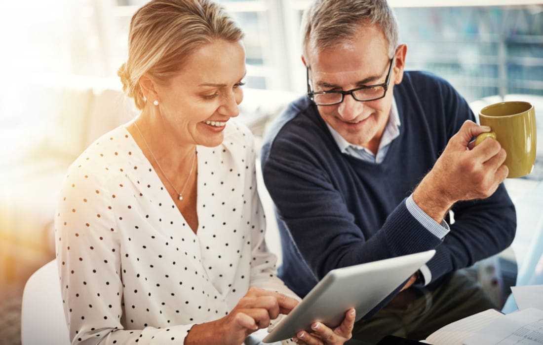 Couple going over the household budget together