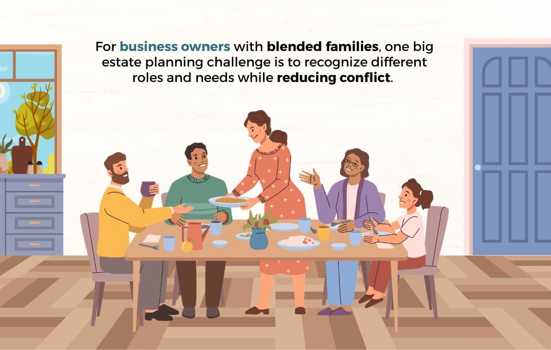 For business owners with blended families, one big estate planning challenge is to recognize different roles and needs while reducing conflict.